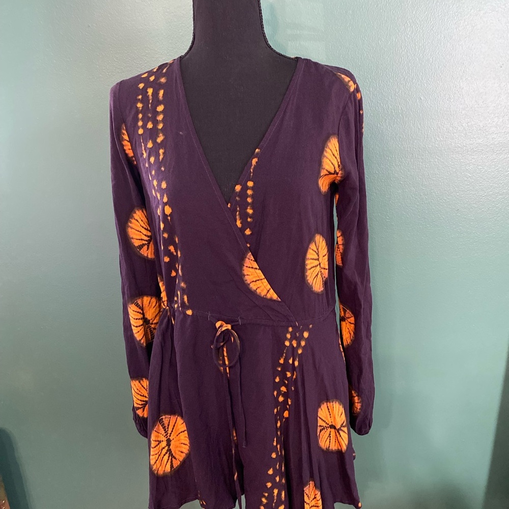Boho Wrap Romper with Orange Accents